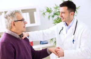 Doctor greeting patient